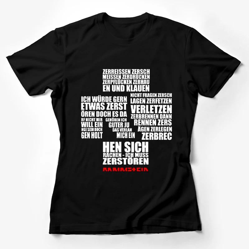 Rammstein Typography Art with German Text on White Background Female T-Shirt