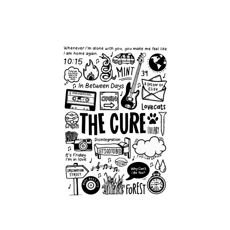 The Cure Band Fan Art Doodle Collection Tapestry