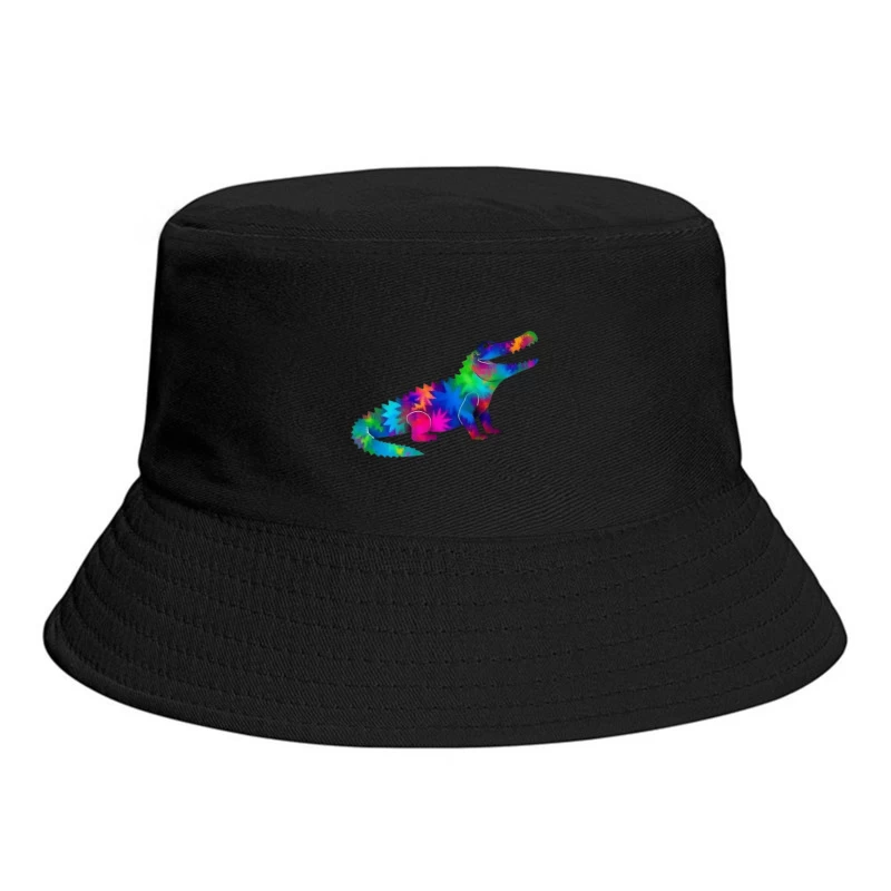 Rainbow Tie-Dye Dinosaur Digital Art Bucket Hat