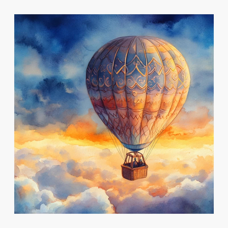 Dreamy Hot Air Balloon Soaring Through Colorful Sunset Clouds Pin