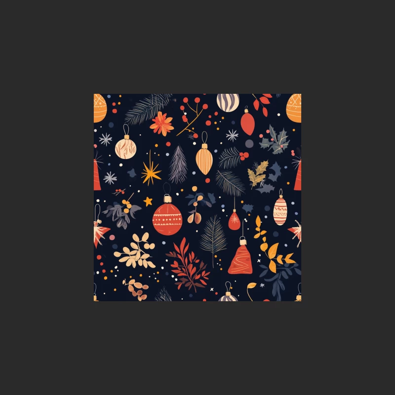 Festive Christmas Pattern with Ornaments and Winter Foliage Baseball Cap