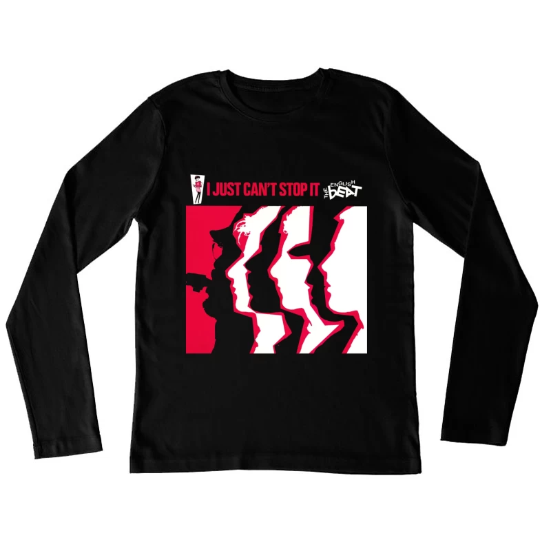 "I Just Can't Stop It" Abstract Red and White Album Cover Female Long Sleeve T-Shirt