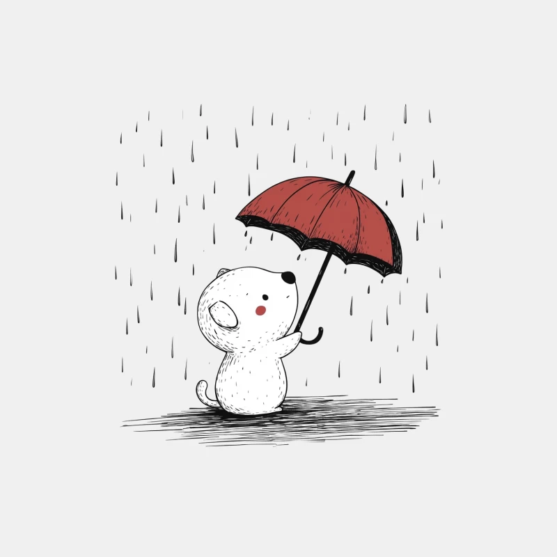 Cute White Character with Red Umbrella in the Rain Male Tank Top