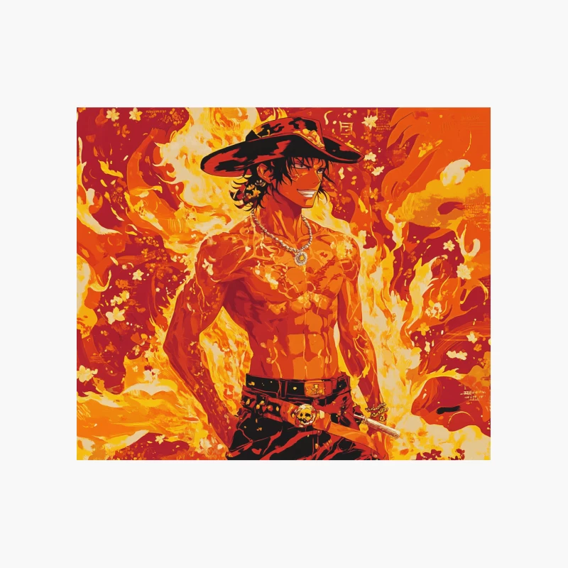Fiery Anime Character with Hat and Necklace Cotton Tote Bag