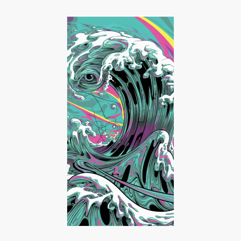 Psychedelic Ocean Wave: A Surreal Digital Art Masterpiece iPhone Case