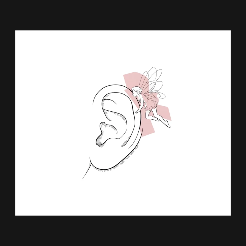 Whimsical Ear and Fairy Minimalist Illustration Mouse Pad