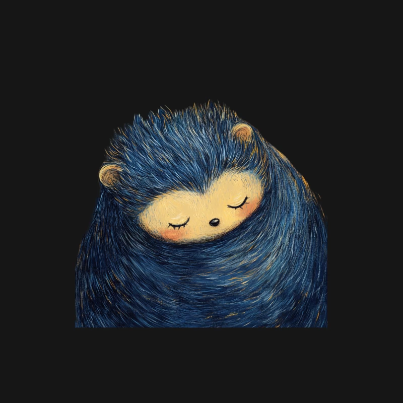 Adorable Blue Hedgehog Illustration: Cute Sleeping Cartoon Character Male Long Sleeve T-Shirt