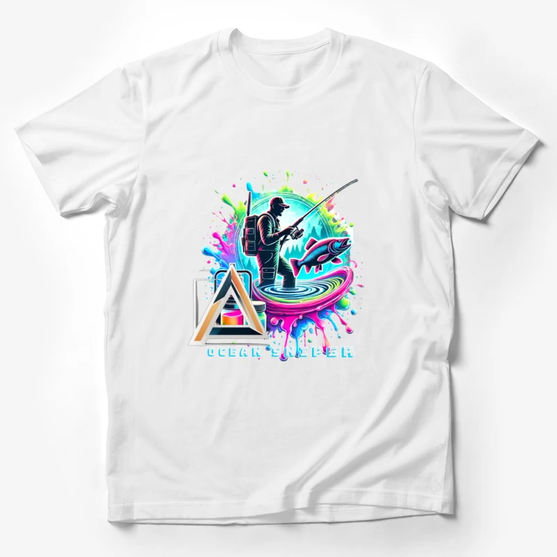 Vibrant Ocean Sport Fisher Abstract Art Design Male T-Shirt