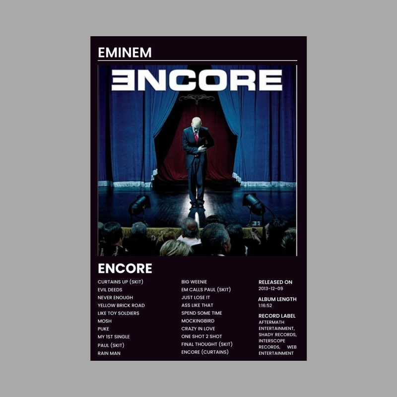 Eminem's Encore Album Cover with Track List Female Pullover Hoodie