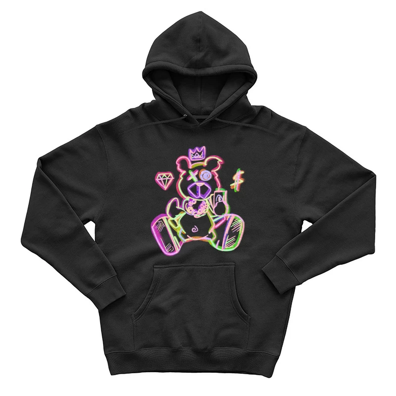 Neon Bärenkunst mit Kronen und Schmuck Herren Pullover Hoodie