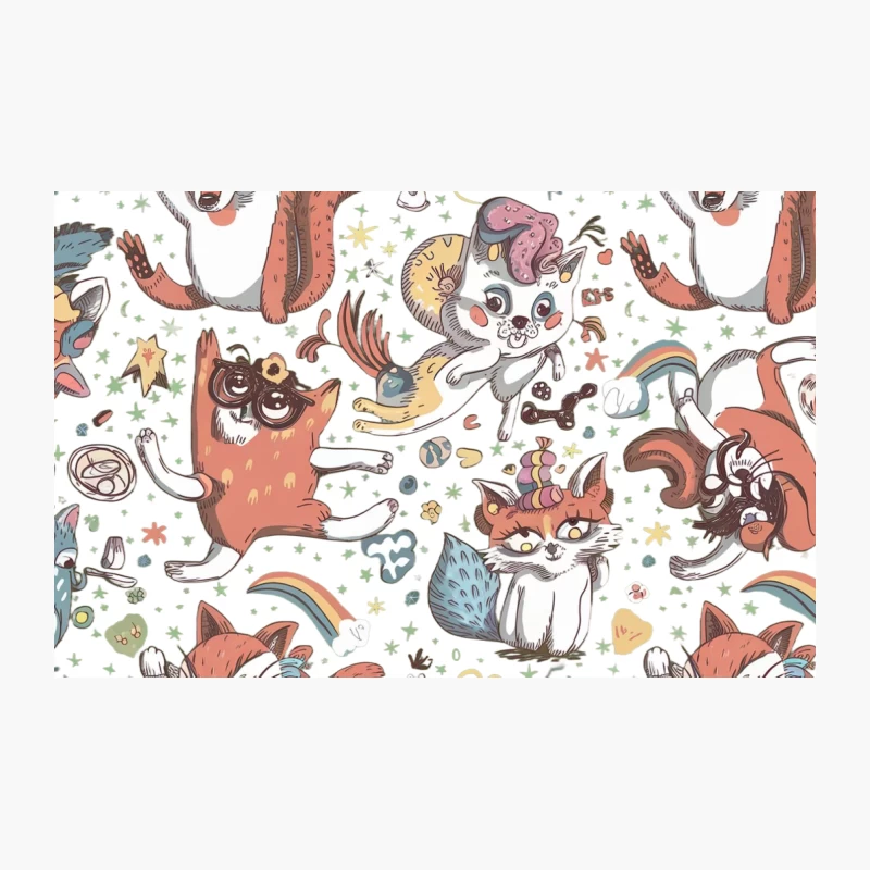 Whimsical Woodland Creatures: A Cute and Colorful Cartoon Animal Pattern Travel Mug