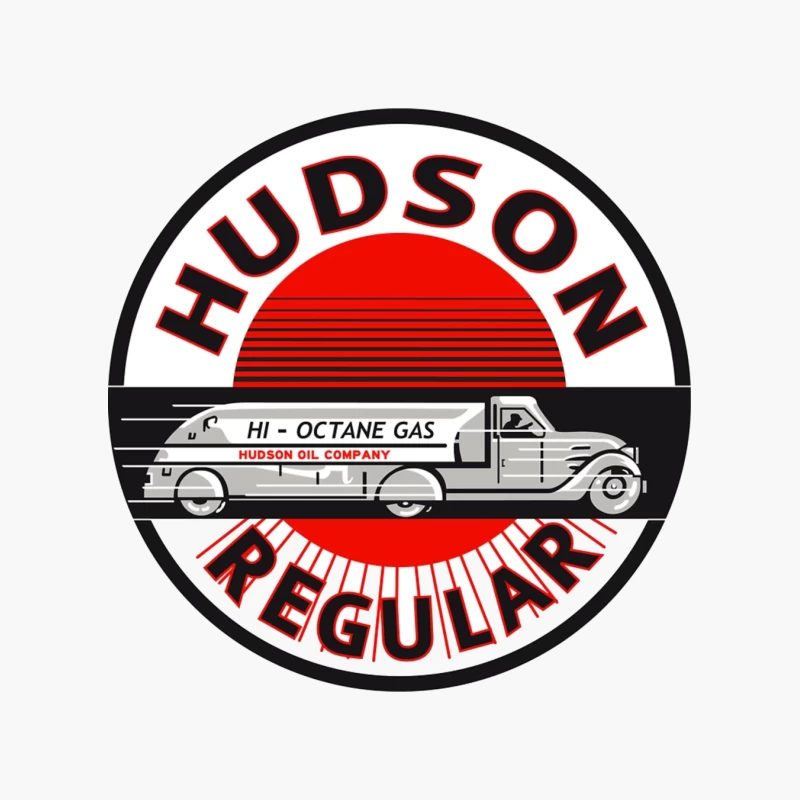 Vintage Hudson Regular Gas Station Logo with Art Deco Fuel Truck Design Cotton Tote Bag