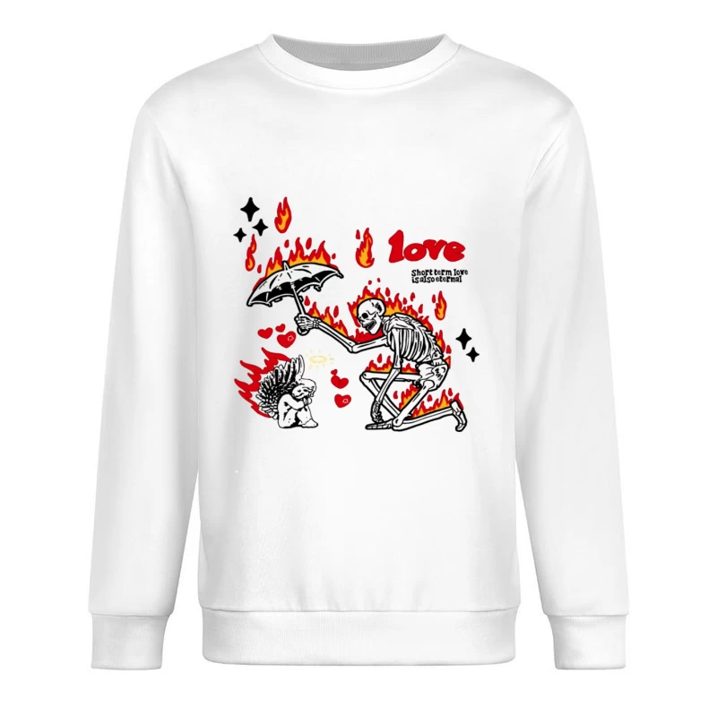 Skelett beschützt Igel in Flammen Herren Pullover Sweatshirt