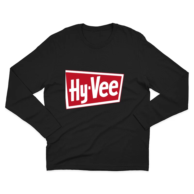 Hy-Vee Supermarket Chain Logo in Red and White Male Long Sleeve T-Shirt