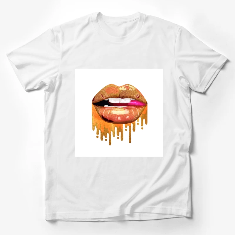 Glitzernde Lippen mit goldenen Akzenten Herren T-Shirt