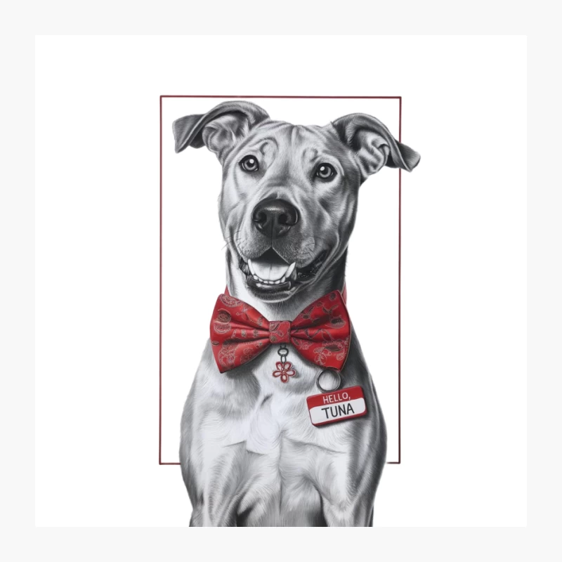 Festive Pitbull Portrait: Tuna's Holiday Charm Pin