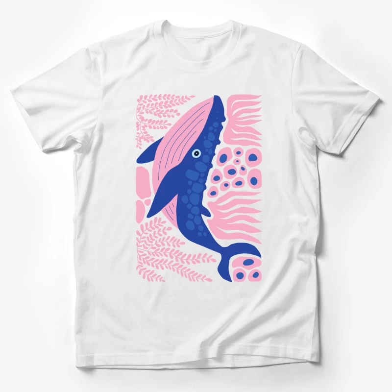 Whimsical Whale in a Coral Dream Male T-Shirt