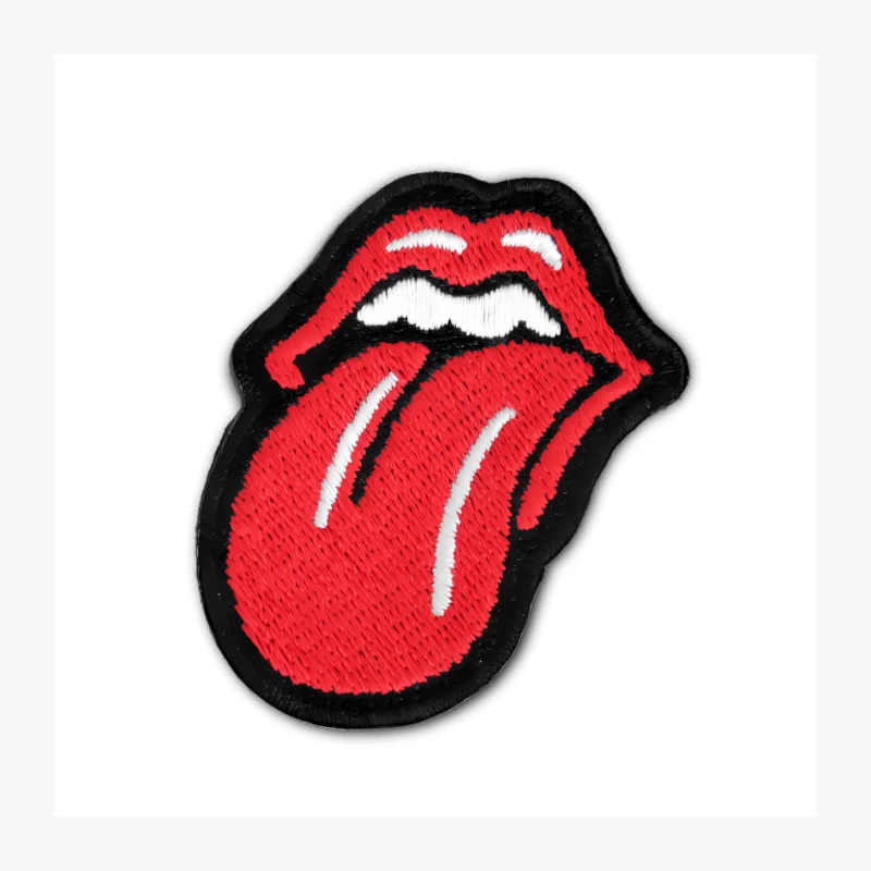 Iconic Red Lips and Tongue Embroidered Rock and Roll Patch Pin