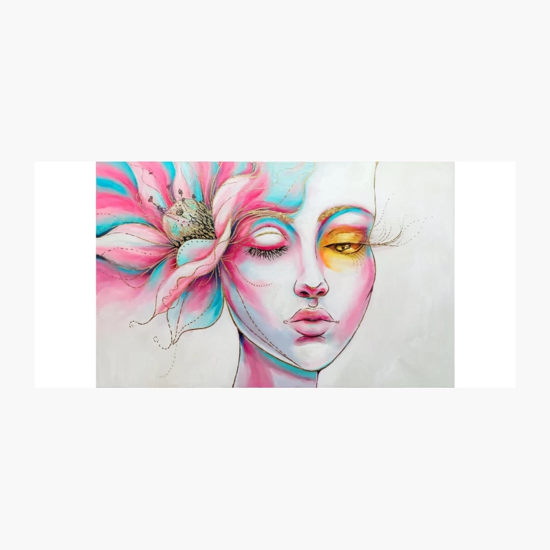 Surreal Floral Portrait: A Colorful Feminine Dreamscape Coffee Mug