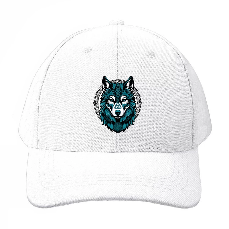 Majestic Celtic Wolf – Teal Knotwork Design Baseball Cap