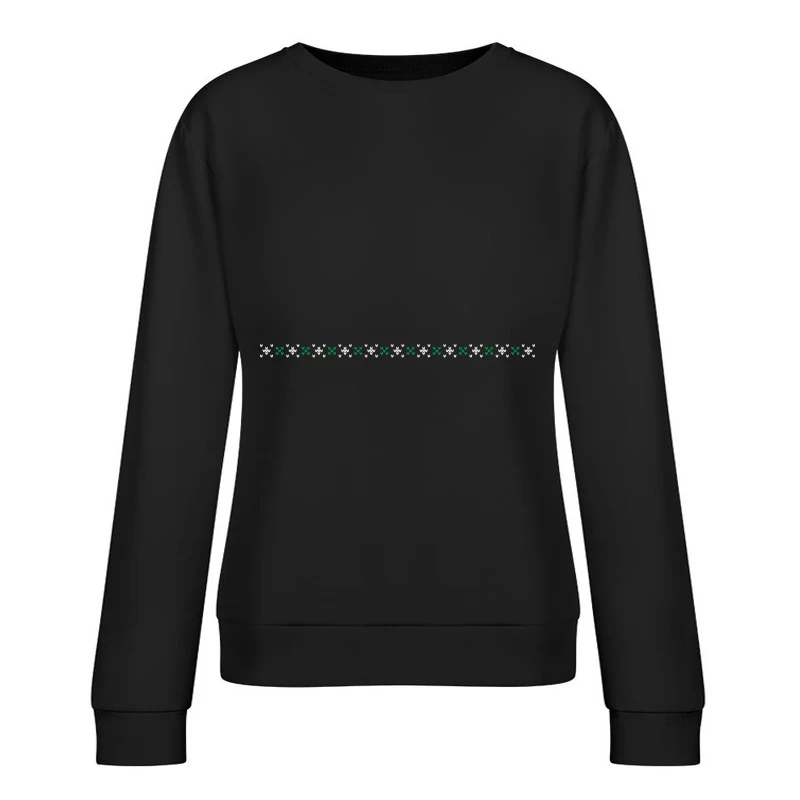 Design géométrique en noir et blanc avec vert Femme Sweat-shirt à enfiler