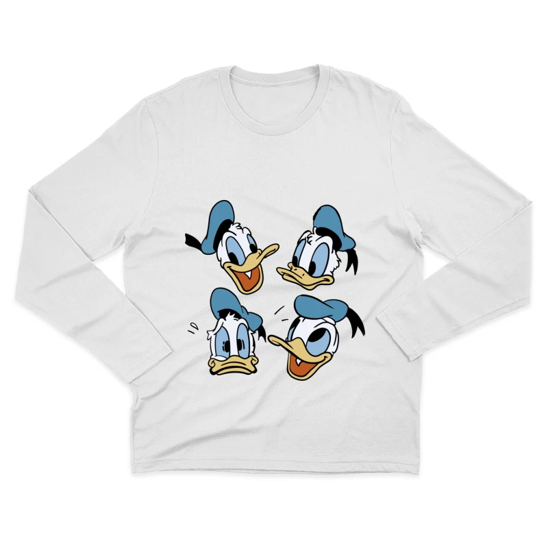 Donald Duck Köpfe mit unterschiedlichen Ausdrücken Herren Langarm T-Shirt