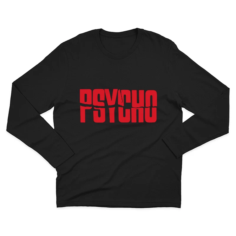 Red Typography Logo of Classic Horror Film "Psycho" Male Long Sleeve T-Shirt