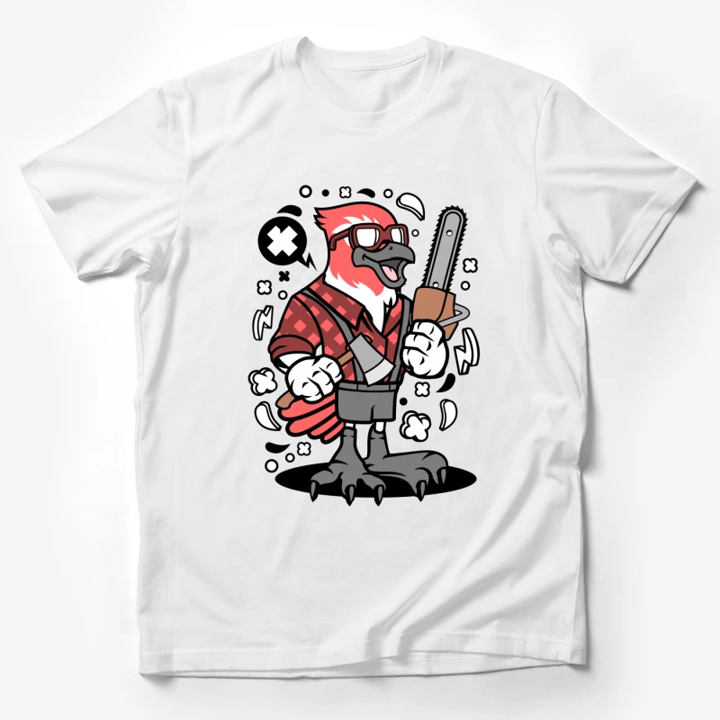 Oiseau bûcheron avec une tronçonneuse Homme T-Shirt