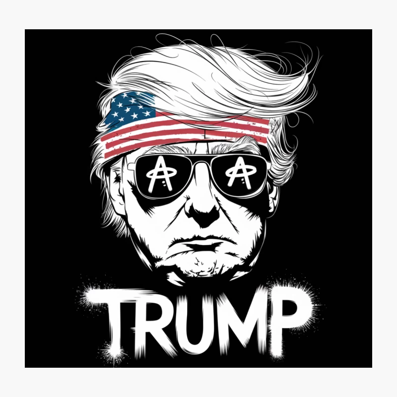 Black and White Political Illustration with American Flag and Anarchy Symbols Throw Pillow