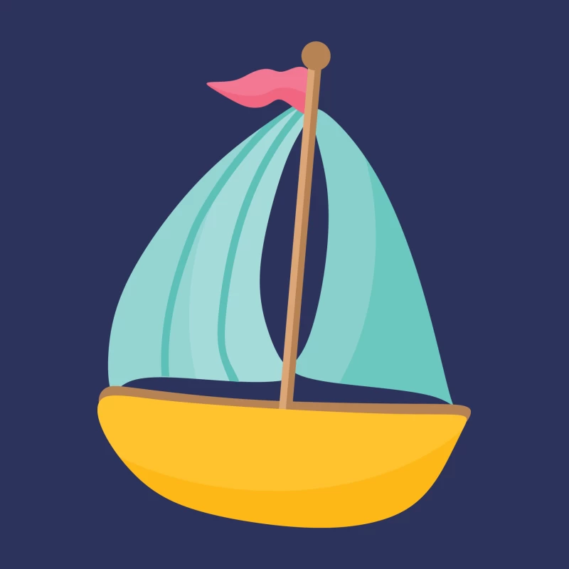 Bateau à voile jaune avec drapeau rose Femme T-Shirt