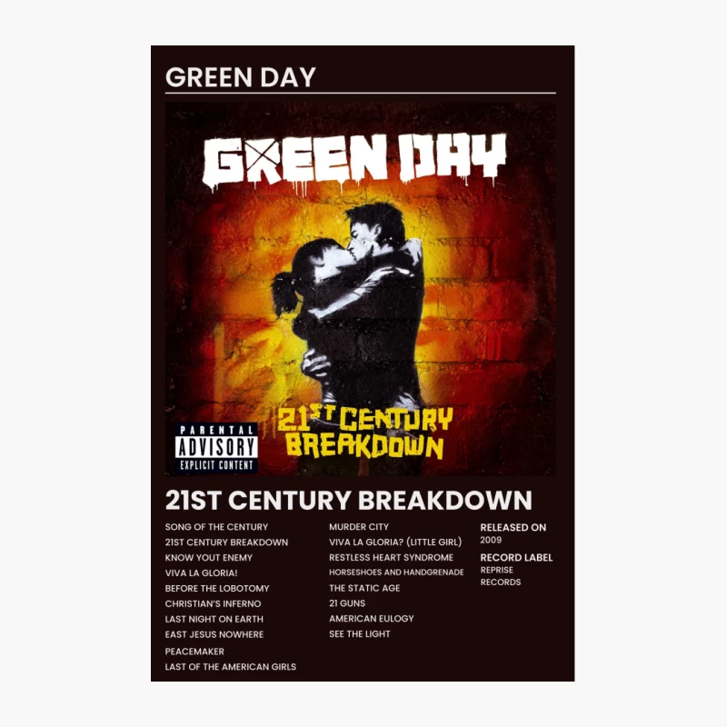 Green Day's 21st Century Breakdown Album Cover and Track List Cotton Tote Bag