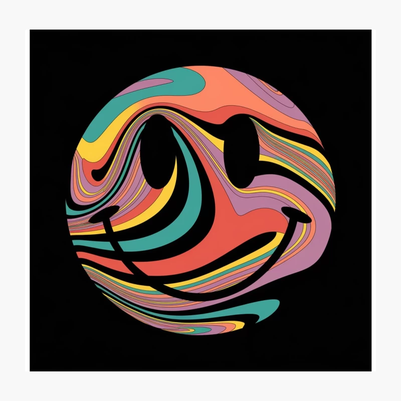 Vibrant Circular Abstract Psychedelic Art Throw Pillow