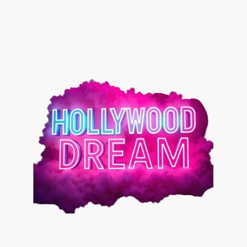 Neon Hollywood Dream Sign with Pink Cloud Background Cotton Tote Bag