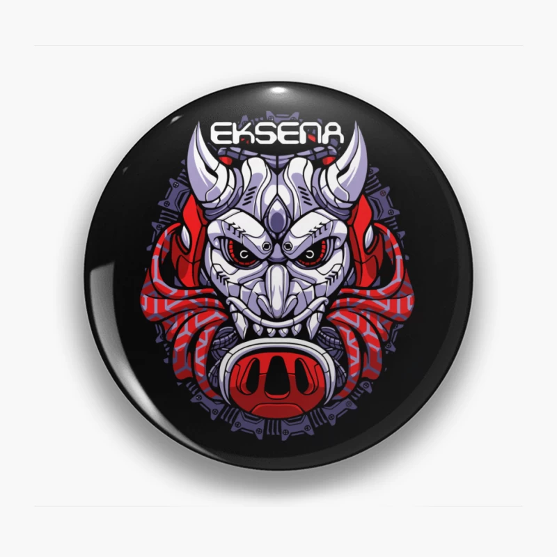 Fantasy Demon Mask Illustration Pin