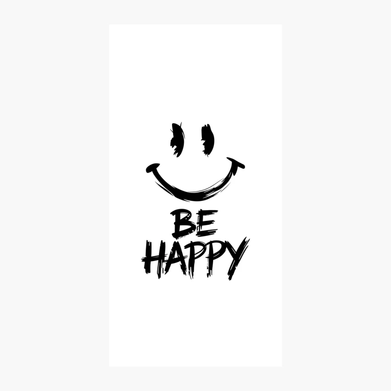 Minimalist Smiley Face with "Be Happy" Positive Message iPhone Case
