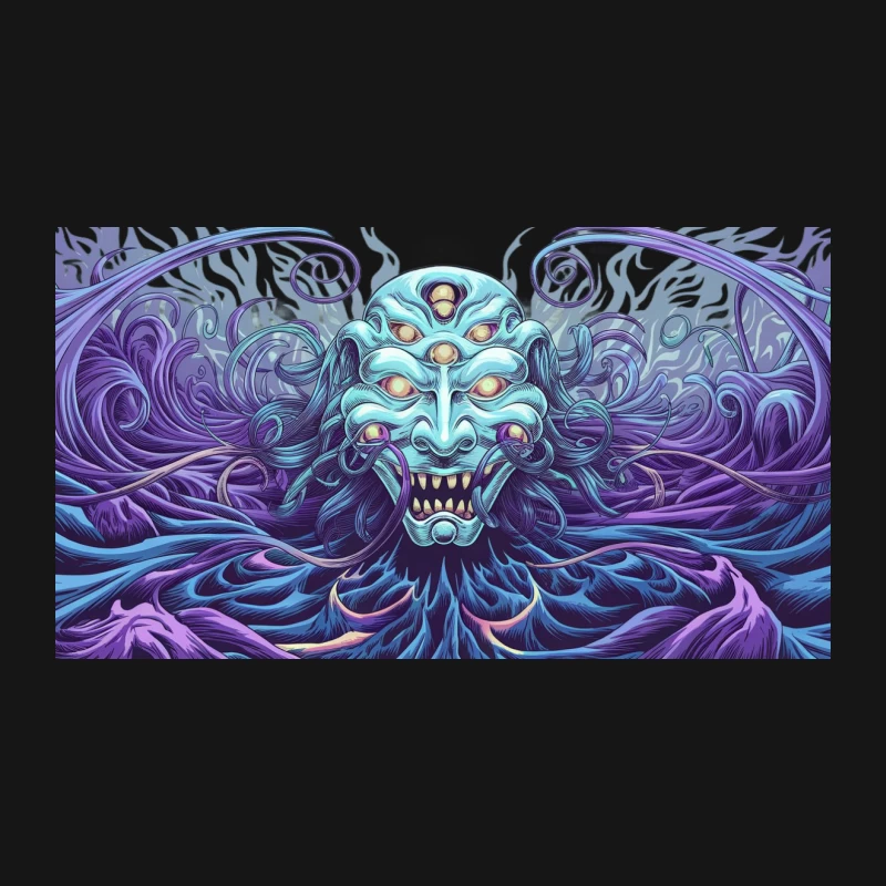 Psychedelic Demon: A Surreal Multi-Eyed Fantasy Creature Desk Mat
