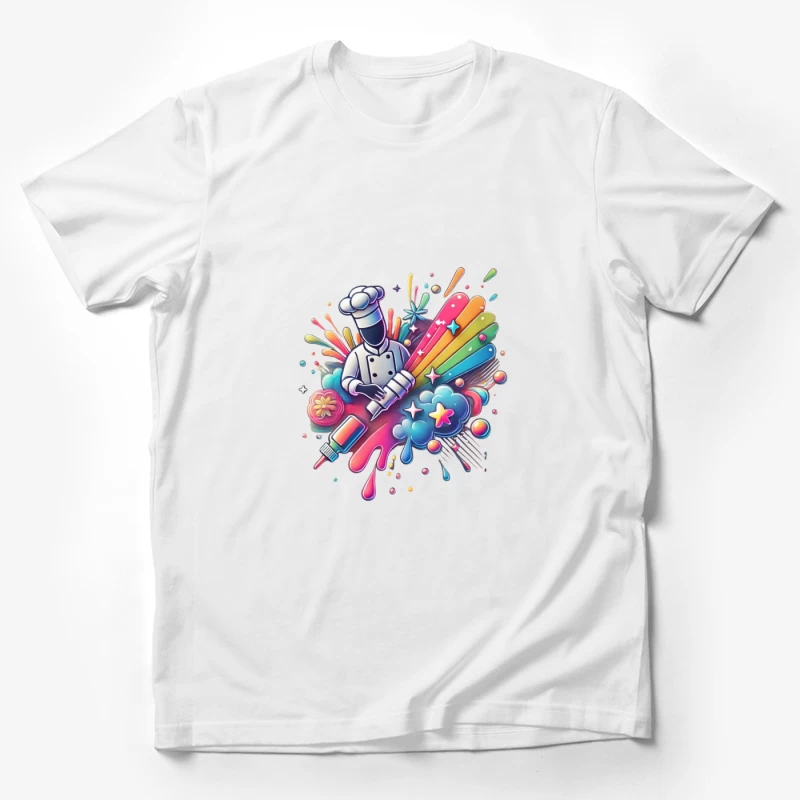 Vibrant Chef's Creative Culinary Rainbow Splash Art Male T-Shirt