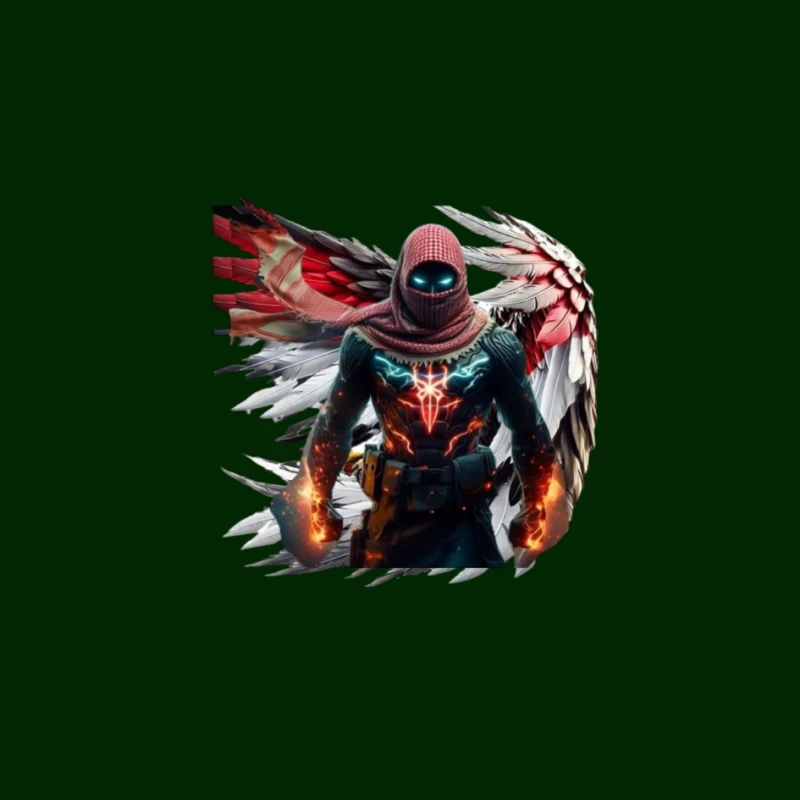 Superhero Character with Wings in Digital Art Pin