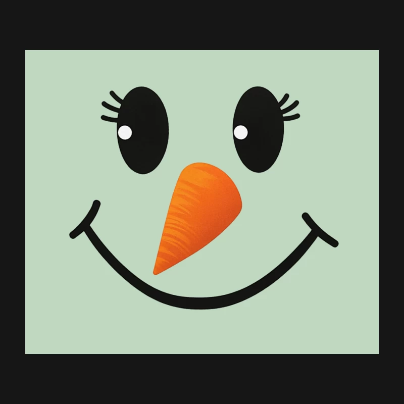 Cute Snowman Face with Carrot Nose Cartoon Illustration Mouse Pad