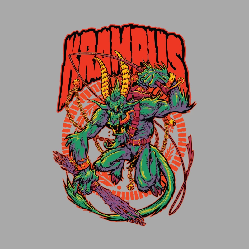 Krampus Holiday Mythology Illustration Male Pullover Hoodie