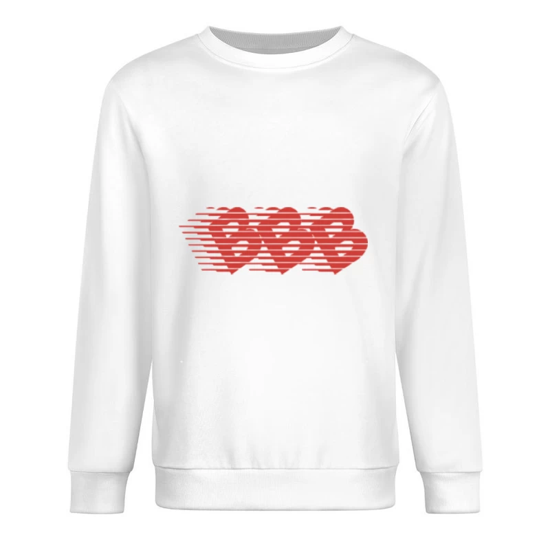 Drei rote Herzen und Streifen Design Herren Pullover Sweatshirt