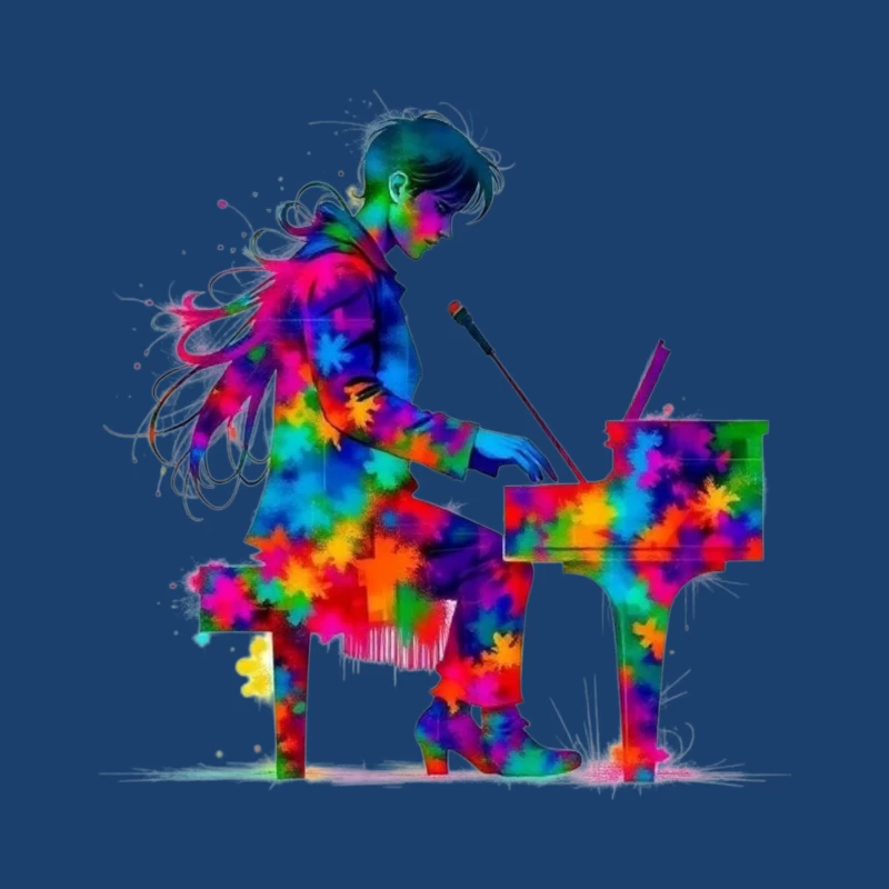 Colorful Piano Performance Male Pullover Hoodie