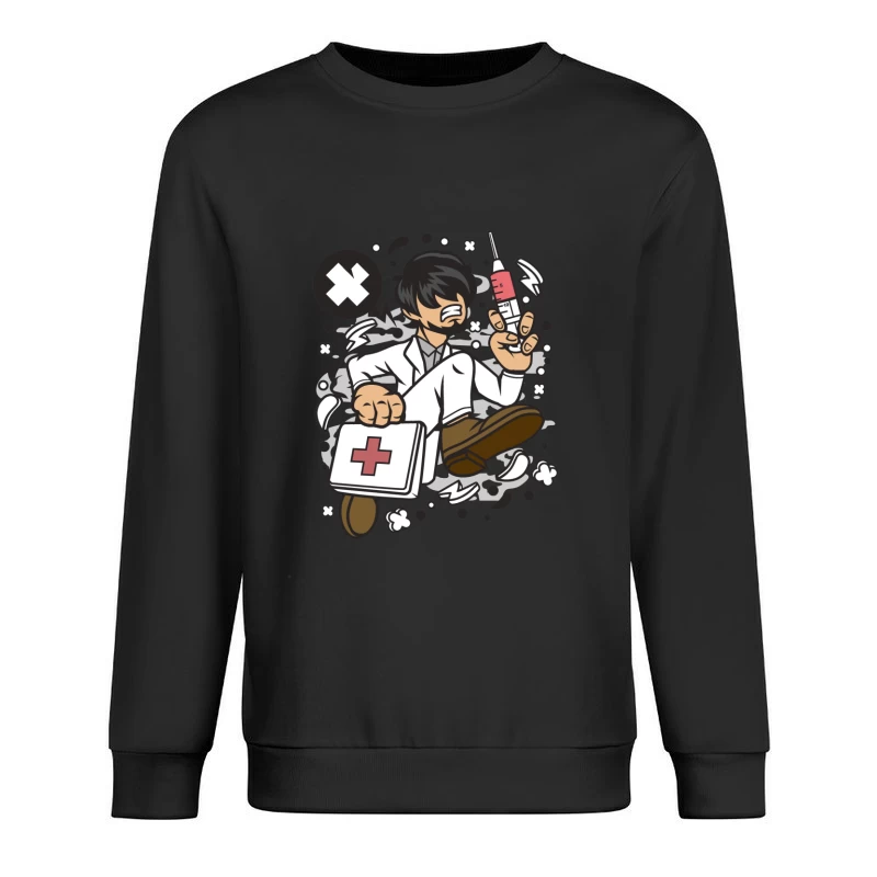 Illustration humoristique d'un médecin stressé Homme Sweat-shirt à enfiler