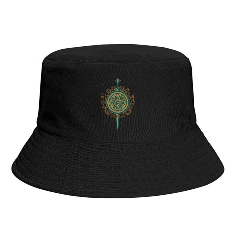 Intricate Celtic Knot Shield and Sword Design Bucket Hat