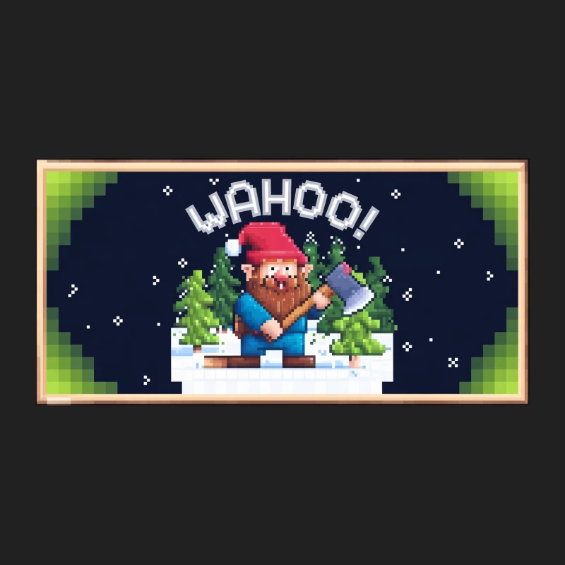 Pixelated Winter Lumberjack: Retro Gaming Wahoo! Bucket Hat