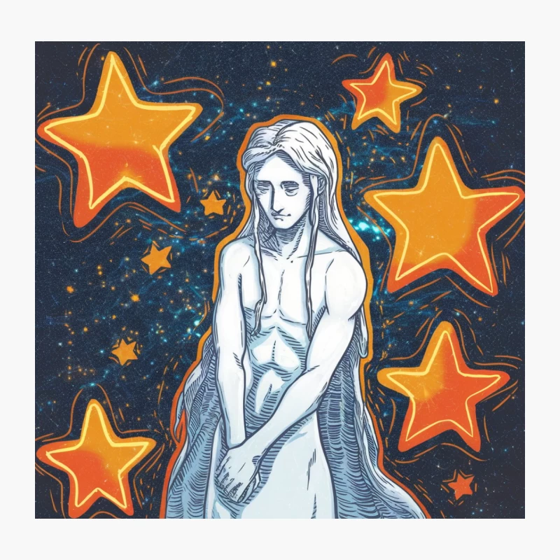 Celestial Goddess Amidst Starry Night Throw Pillow