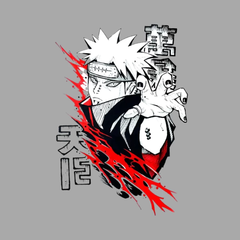 Anime-Charakter mit roter Aura Herren Pullover Hoodie
