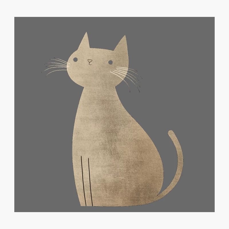 Minimalist Beige Cat Illustration Throw Pillow