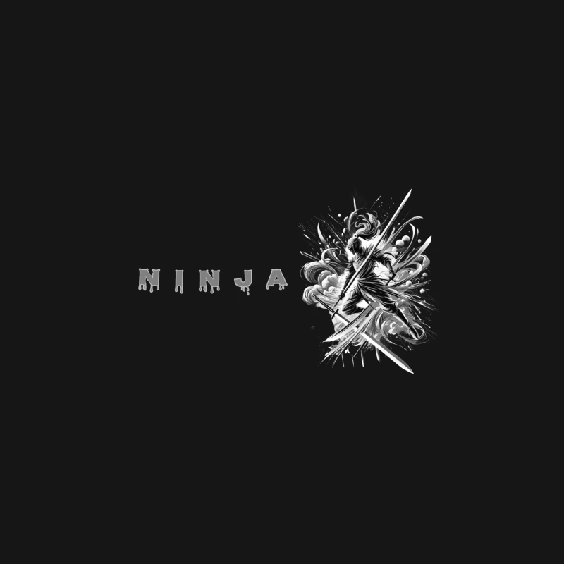 Ninja Artwork in Black and White Male Long Sleeve T-Shirt