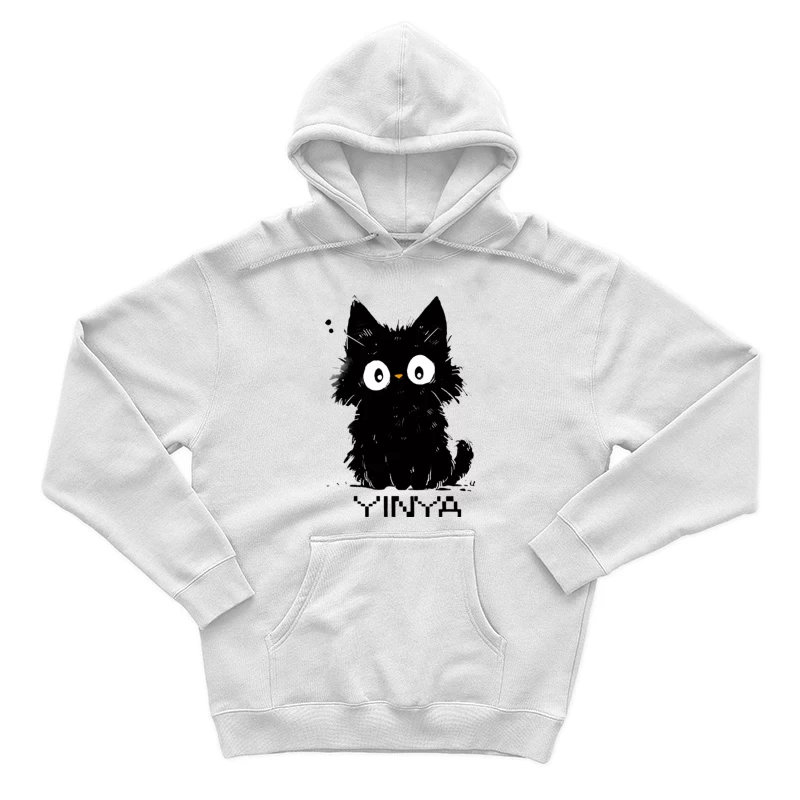 Schwarze flauschige Katze Illustration Herren Pullover Hoodie